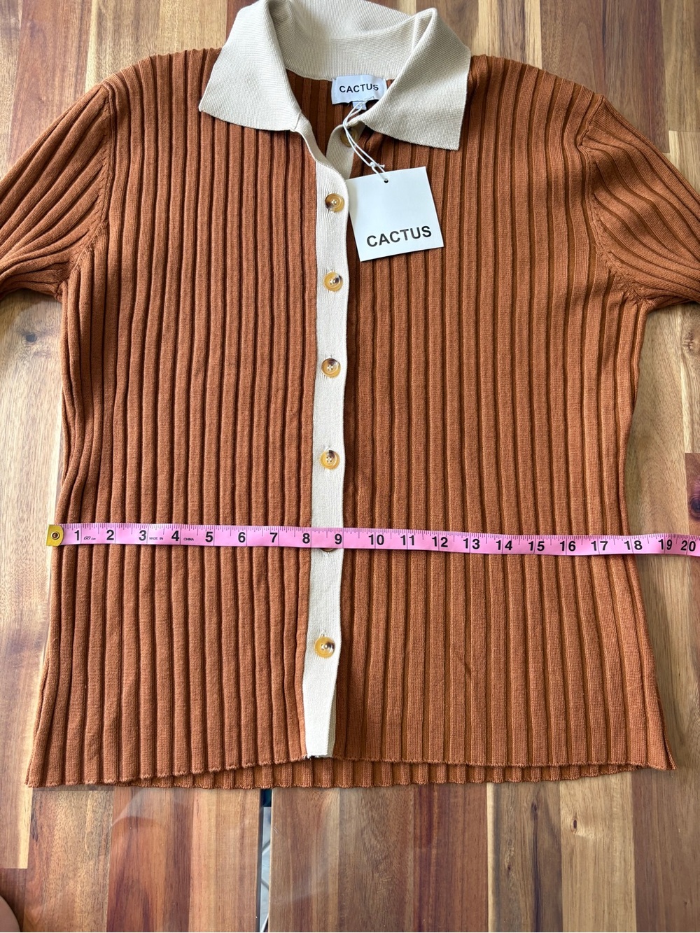 NWT Cactus Rust Ribbed Knit Collared Button Front Cardigan Top Small - Picture 7 of 10